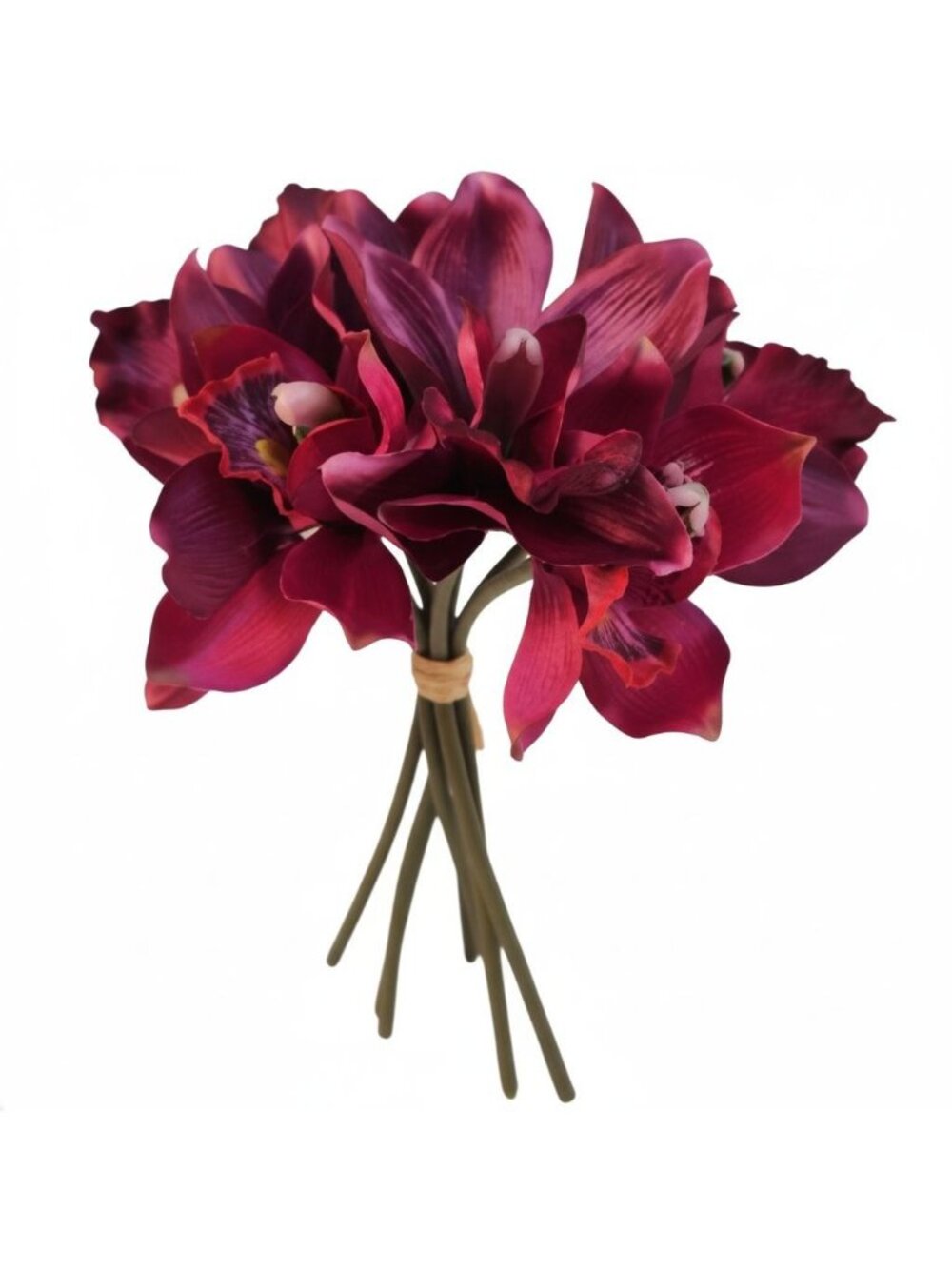 Artificial Cymbidium Orchid Flowers Purple Mulberry Wine 7 Stem